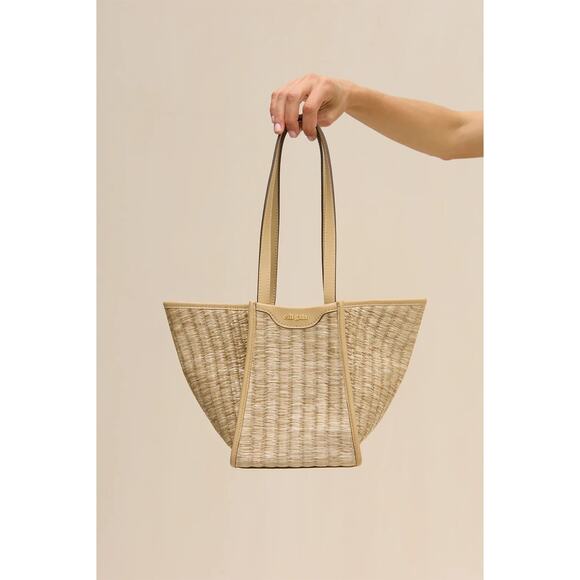Cult Gaia Handbags - Cult Gaia Small Sadie Raffia Tote Bag with Leather Trim Retail $448 NWT